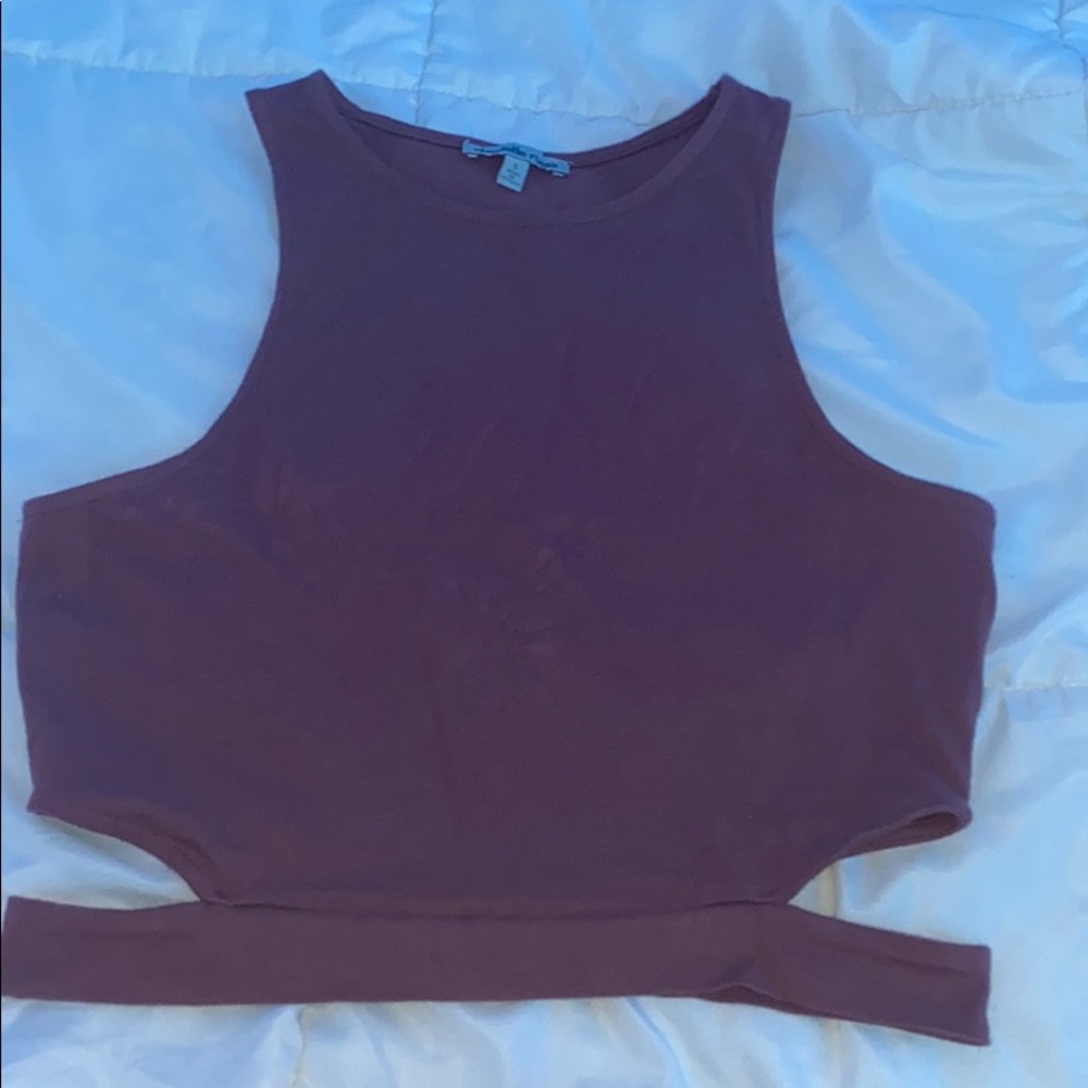 pink cropped top